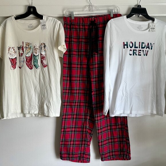 J. Crew NWT Cat Dog Stocking Collector Tee L Short Sleeve Holiday Pajama Top - Picture 6 of 7